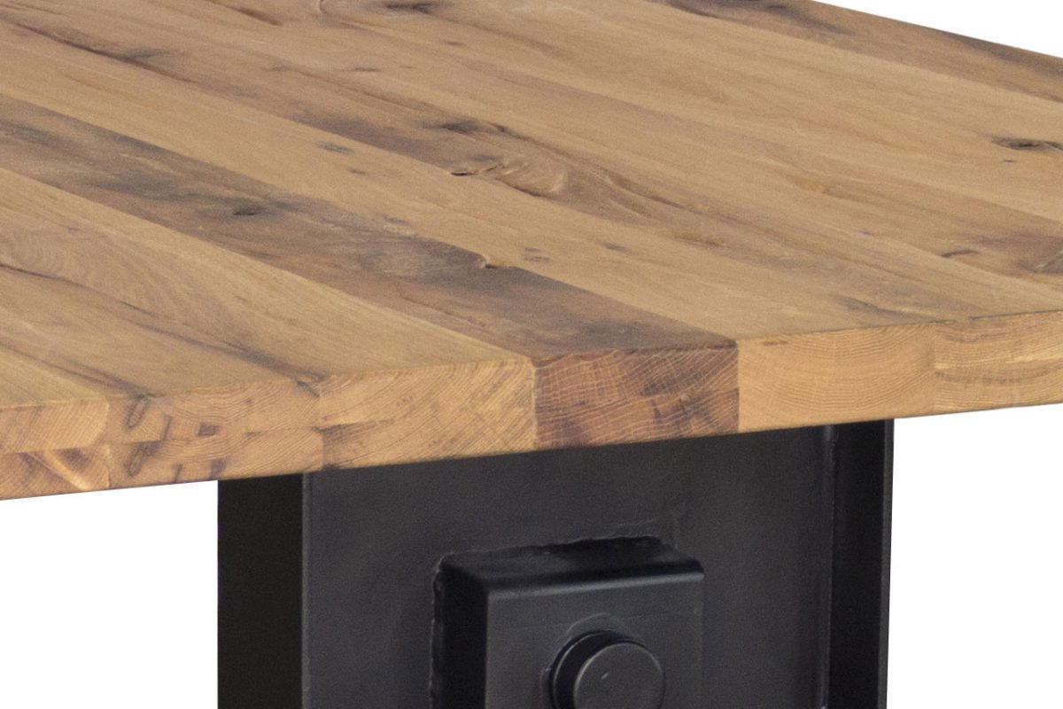 Mese cu picioare metalice Masa living lemn masiv stejar Osaka 240 x 100 x 76 masa lemn masiv