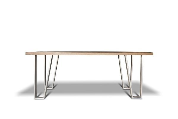masa scandinava lemn masiv stejar cu picioare metalice 240 x 100 '