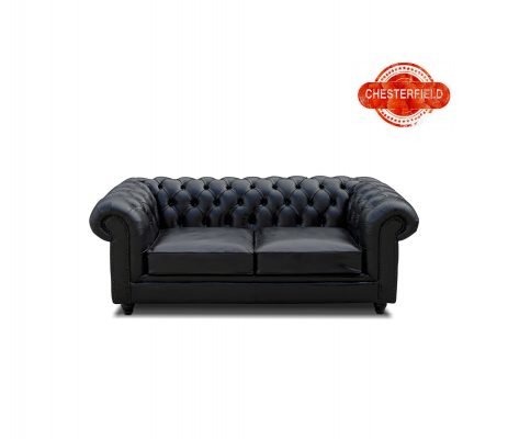 canapea piele neagra chesterfield