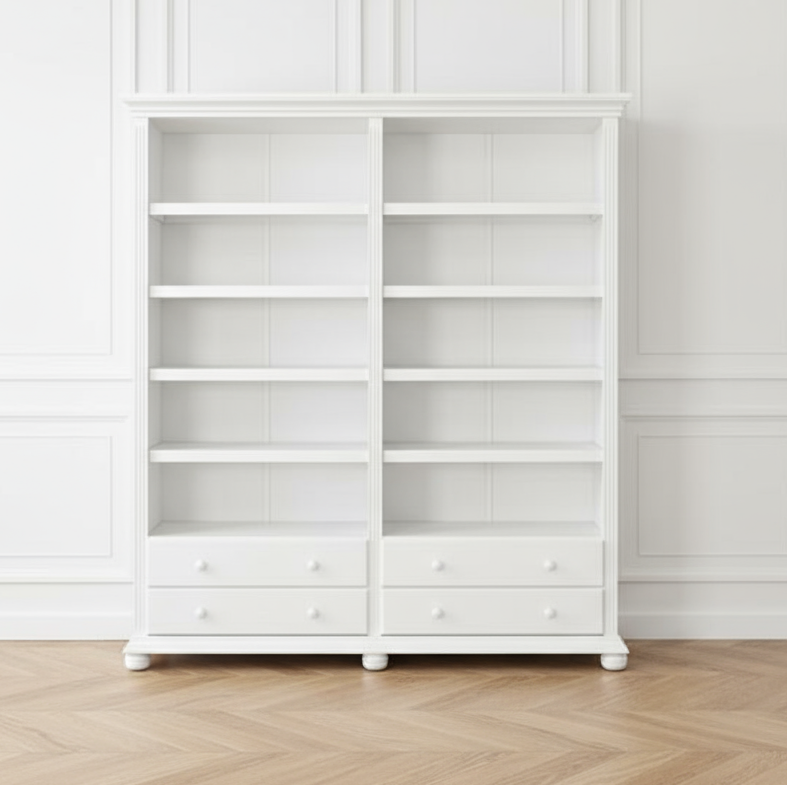 biblioteca cu rafturi lemn masiv