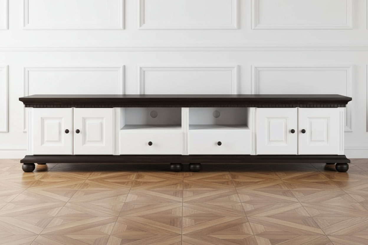 Decoco Living alb Set mobilier living alb cu nuc Bari comoda tv