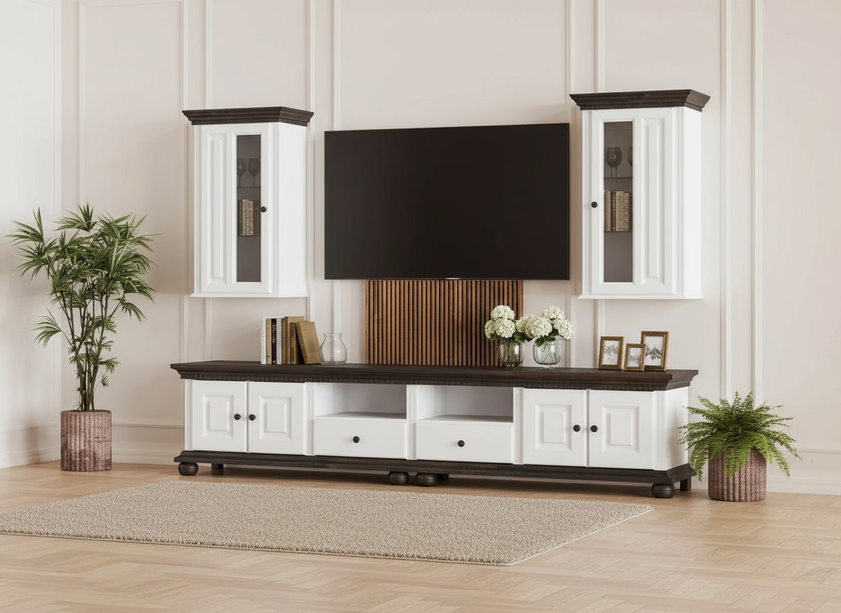 Decoco Living alb Set mobilier living alb cu nuc Bari mobilier living