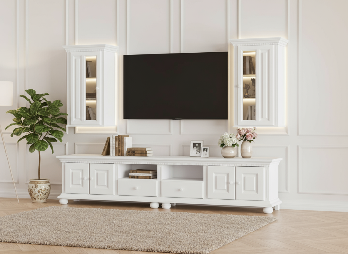 Decoco Living alb Set mobilier living alb Bari set mobilier living