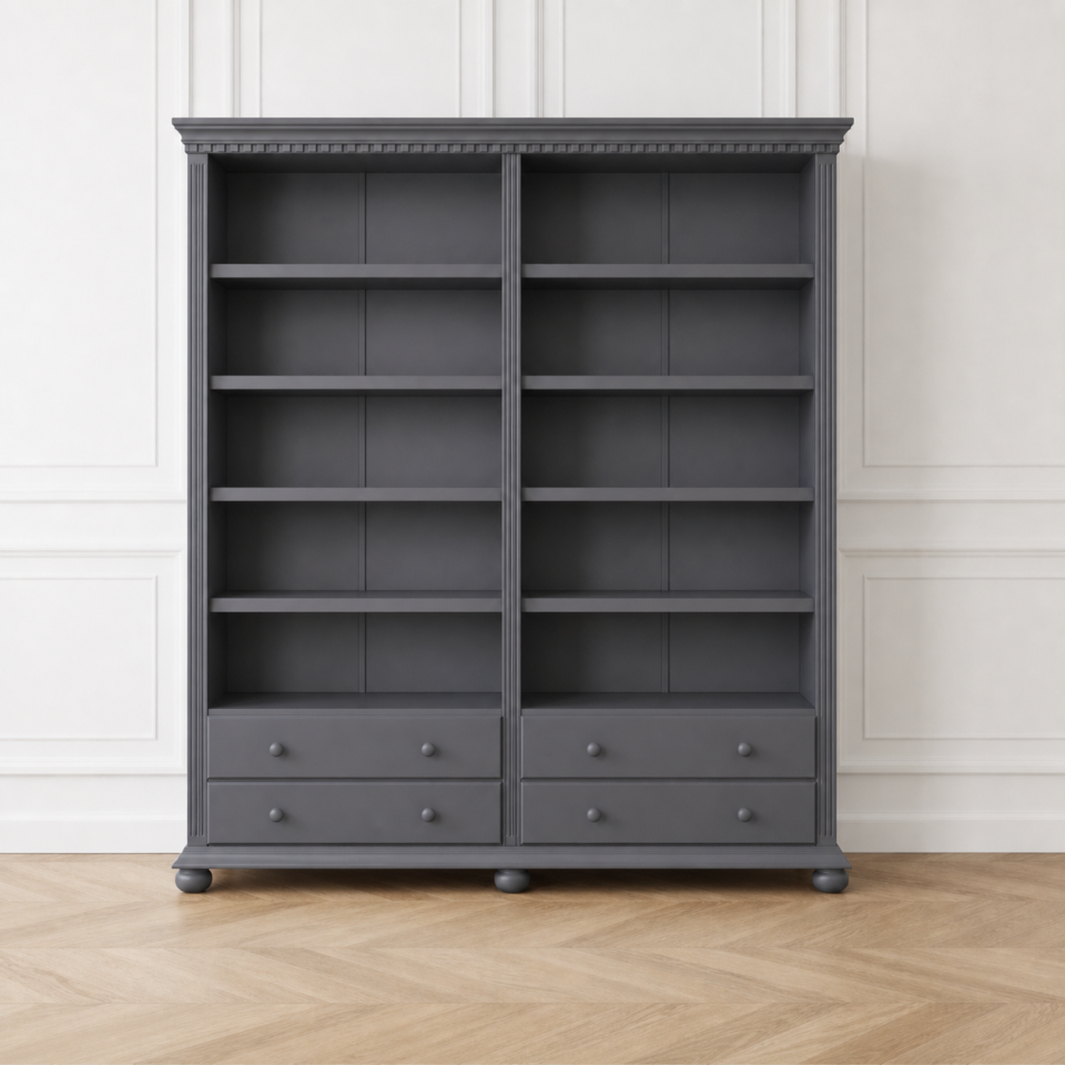 Biblioteca lemn masiv gri Bari